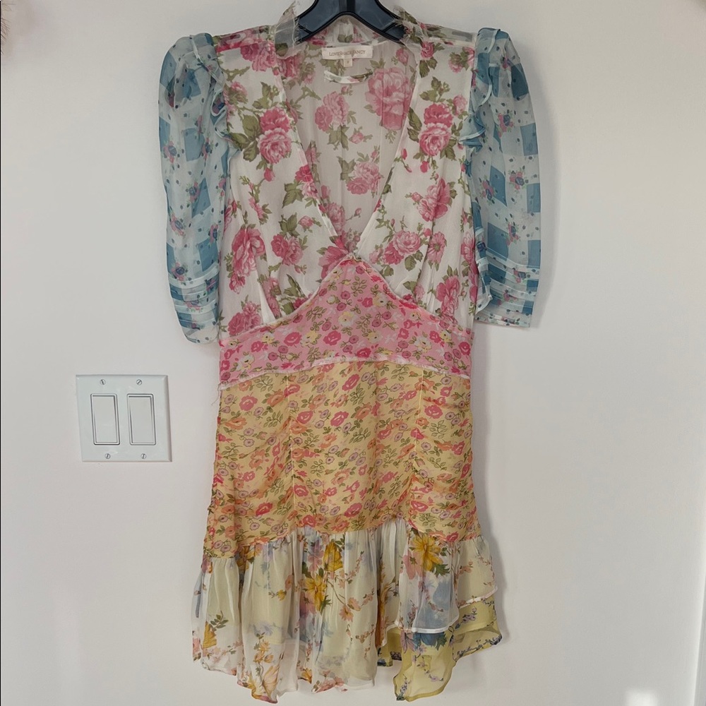 LoveShackFancy Multicolor Floral Mini Dress